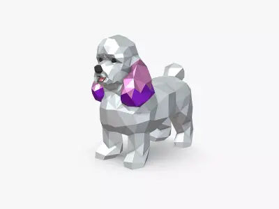 mini poodle low poly 3D print model