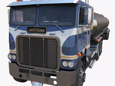 Freightliner Powerliner fuel trailer Low-poly 3D model