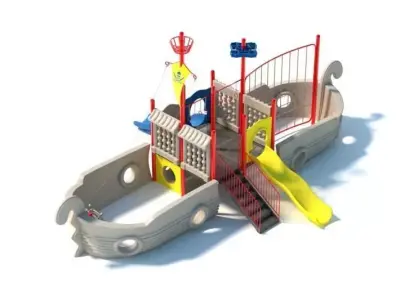 Children s Outdoor Boat And Slide Set 3D model