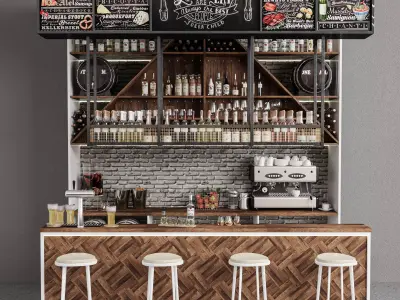 Modern Bar Counter Interior Model 1 - 3ds Max - Corona 3D model