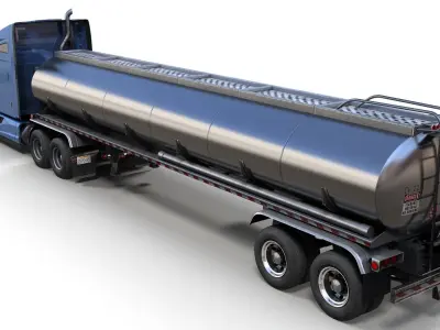 Kenworth T680 tanker semitruck Low-poly 3D model