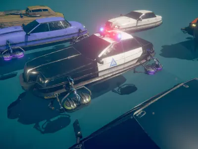 12 Fly Cars Pack Low-poly 3D model