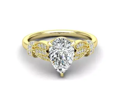 Engagement ring Tina pear 3D print model