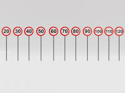Road Sign - Speed Limit Pack - Universal 004 Low-poly 3D model