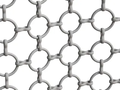 Metal rings decorative curtain 3D model