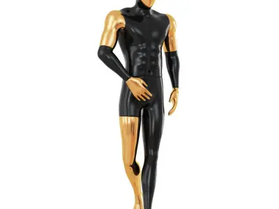 Black Male Mannequin With Gold Face 58 3D model