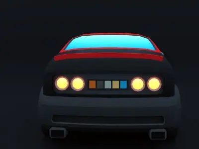 Cartoon Car Red Muscle Low-poly 3D model