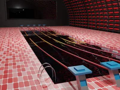 Swim Stadion-Stadium pool-Arena pool Low-poly 3D model