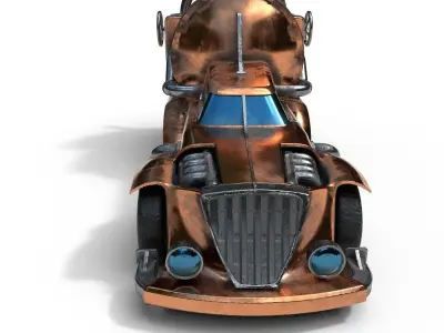 Car steampunk PBR low poly Low-poly 3D model