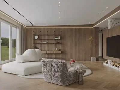 Modern living room dining room bedroom interior scenes 109 3D model