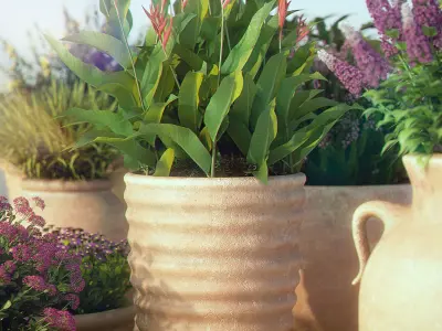Handmade clay pots collection 3D model