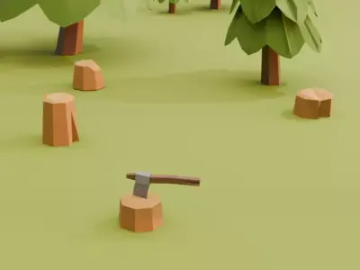 Low Poly Forest Lumber Camp Stylized 3D Environment Pack Free low-poly 3D model