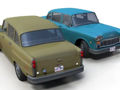 Classic american sedan Low-poly 3D model
