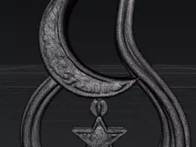 Golden Cat Moon and Star Pendant 3D print model