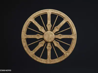 Konark Sun Temple Chariot Wheel - Ancient Stone Wheel Sculpture 3D model