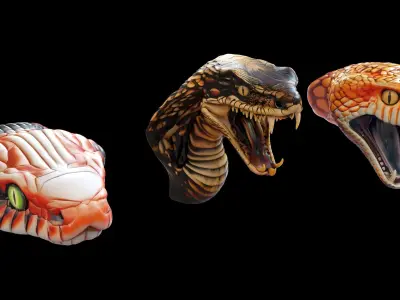 Ultimate Snake Head Pack  48 HighPoly Stylized Assets 3D model