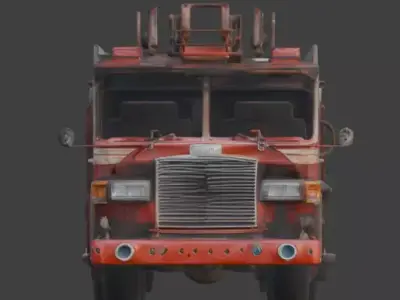 Wrecked Fire Engine 3D Model Low-poly 3D model