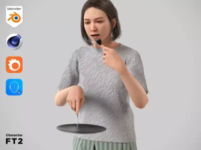 Modular Character - Asian Casual Woman - FT2 Low-poly 3D model