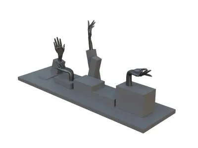 Stylized Hand Statue 3D Decorative Prop for Interior Design Low-poly 3D model