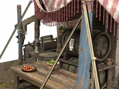Medieval Market Scene 3D model