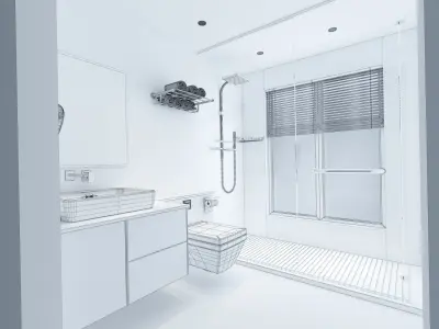 Bathroom modern with glass shower 3D model