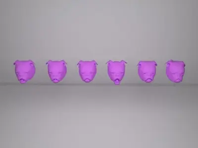 Bulldog Head Rigged Lipsync Low-poly 3D model