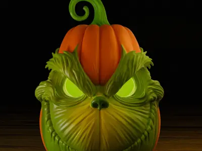 The Grinch Pumpkin Set 3D print model