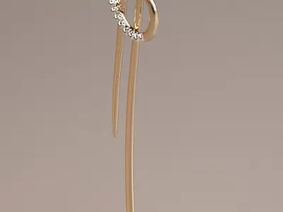 gold earrings model with diamond 3D print model