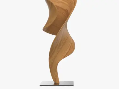 Hissa Sculpture Natural Teak Wood Black Iron 8inW 3D model