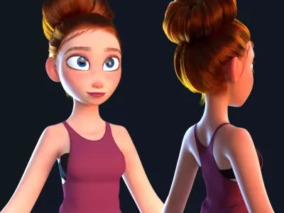 cartoon sport girl 3D model