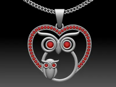 Fantasy Owl pendant gold printable 3D model 3D print model