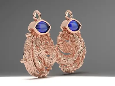 gem stone texture oxidize earring  3D print model