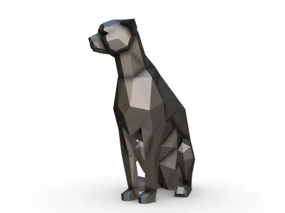 Cheetah low poly dog statue 3D print model