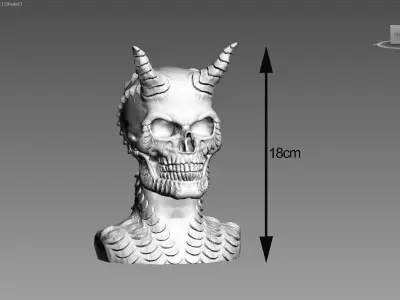 Skull dragon bust skull dragon sculpture 3D print model