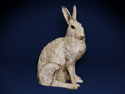 Realistic Hare Statue Low-poly 3D model