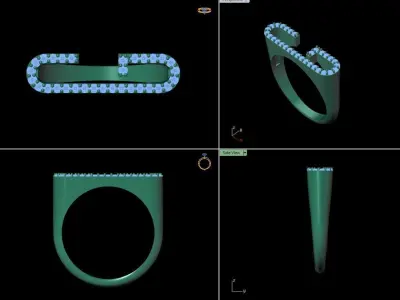 alphabet jewelry ring diamond letter G 3D print model