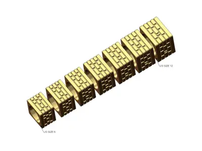 Chunky brick city ring US sizes 6to12 3D print model