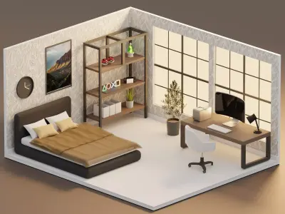 Bedroom isometric 3D model