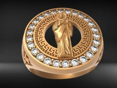 Saint Jude Signet Ring anillo san judas 3D print model