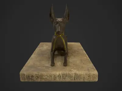 Anubis jackal statue Low-poly 3D model