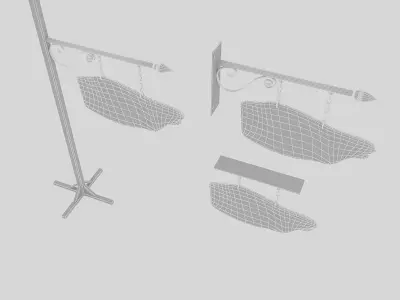 old wooden wc sign 02 Low-poly 3D model