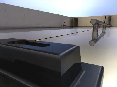 Glass partition with door and lock 3D model