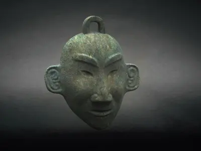 Sanxingdui   ritual mask Decorative African wall Mask 3D model