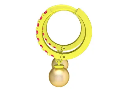 Elegant Hoop Earrings with Pearl Drop for Women 6114 3D print model