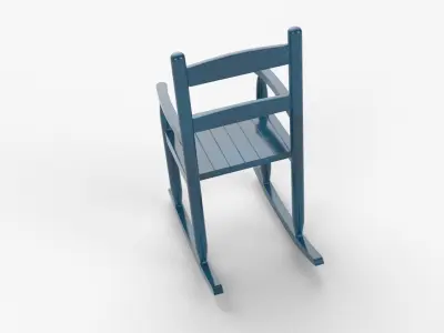 Chair No 9 Rocking Chair Cane Rocker Shiny Plastic Version 3D model