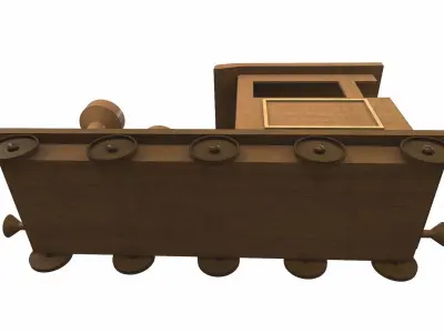 Wooden train locomotive toy 5 Free 3D model