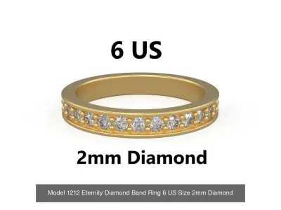 Eternity Diamond Wedding Band Ring 5-10 US Size 2mm Diamond 3D Model Pack