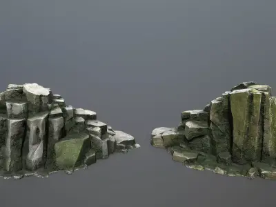 mossy rocks Low-poly 3D model