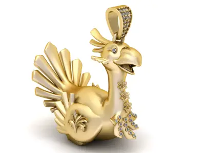 Golden Peacock Charm Pendant 3D print model