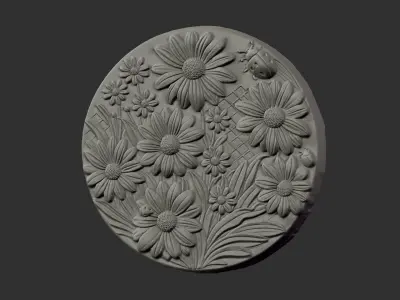 flowerwalldecor roundframe 3D print model